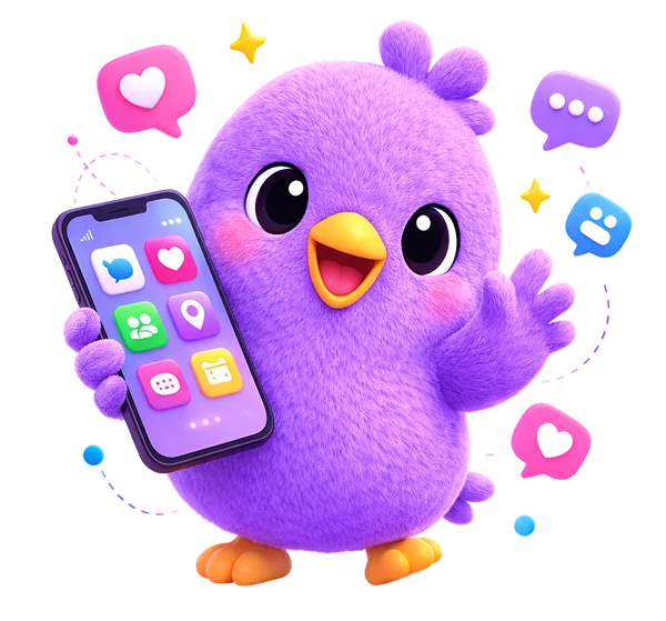 Weefou mascot with phone